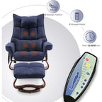 MCombo Set of 2 Swivel Recliner with Ottoman and Neck Pillow,Chenille Fabric