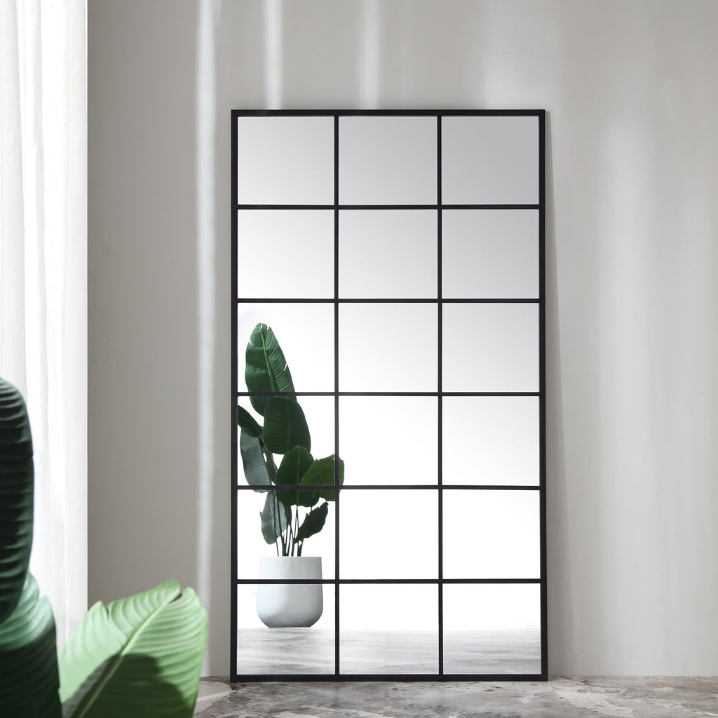 Chardwell Full Length Industrial Metal Window Mirror 180 x 100 cm, Black