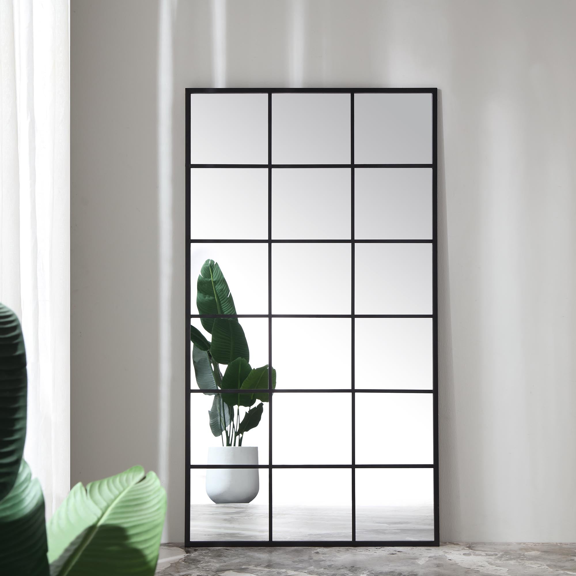 Chardwell Full Length Industrial Metal Window Mirror 180 x 100 cm, Black