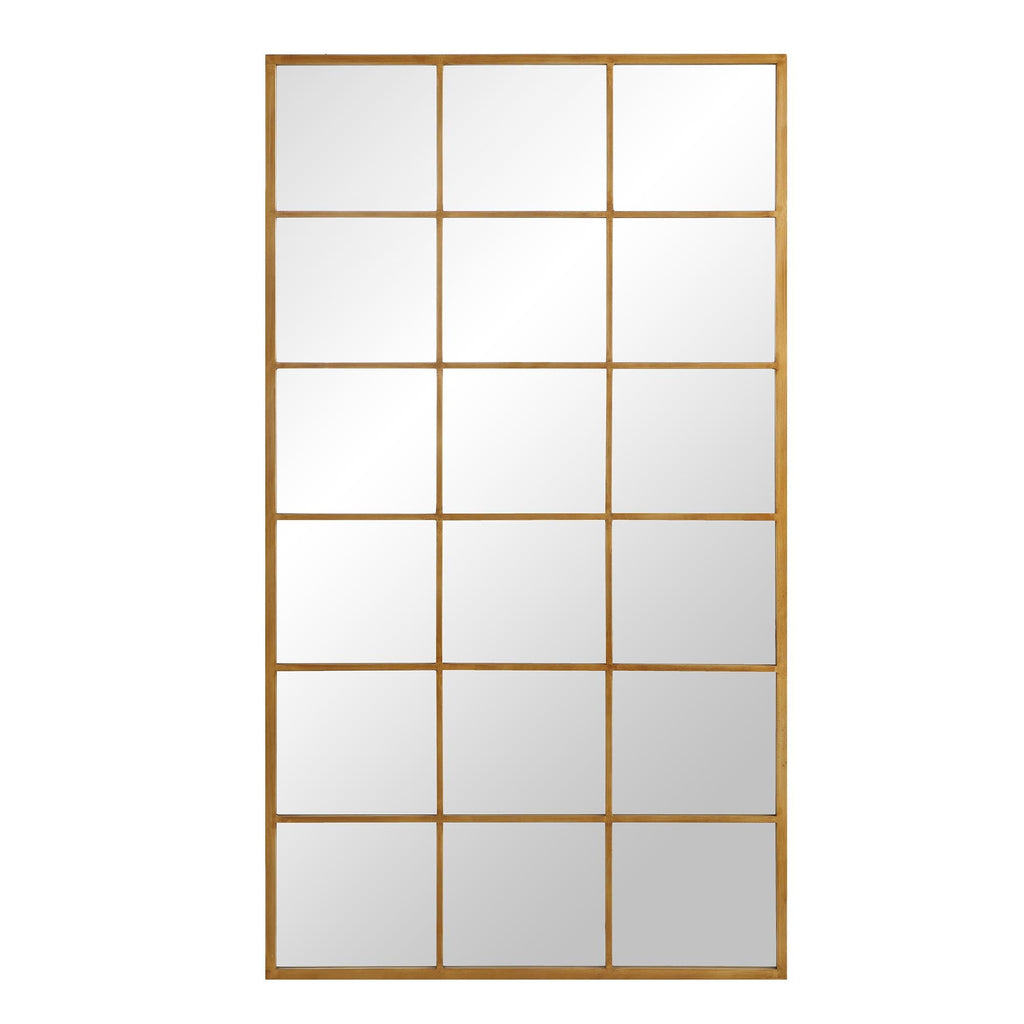 Chardwell Full Length Industrial Metal Window Mirror 180 x 100 cm, Antique Gold Effect