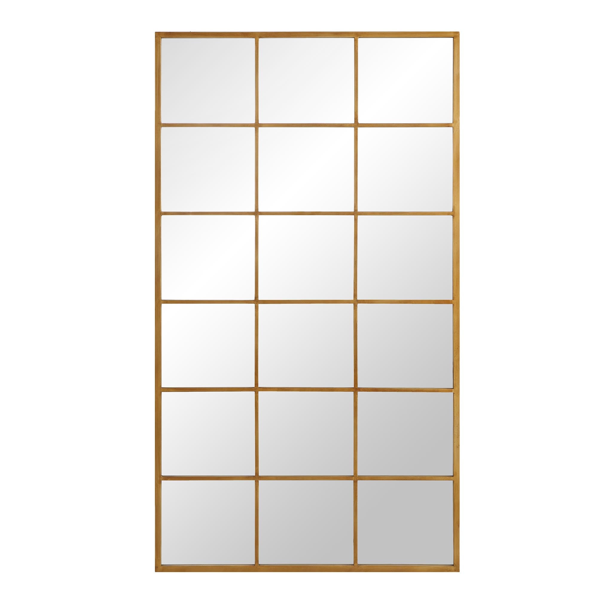 Chardwell Full Length Industrial Metal Window Mirror 180 x 100 cm, Antique Gold Effect