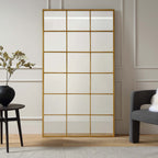 Chardwell Full Length Industrial Metal Window Mirror 180 x 100 cm, Antique Gold Effect