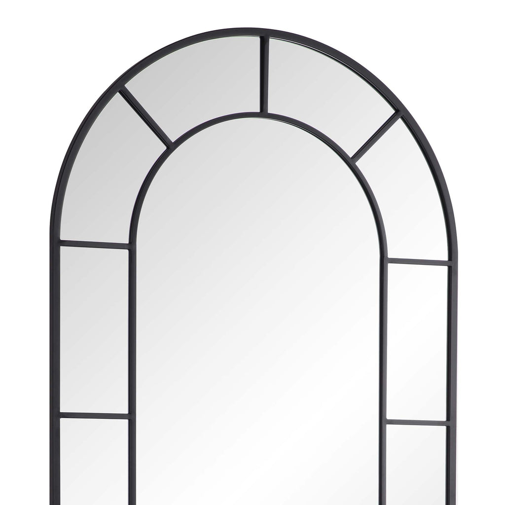 Beaumont Arched Full Length Metal Frame Mirror 178 x 76 cm, Black