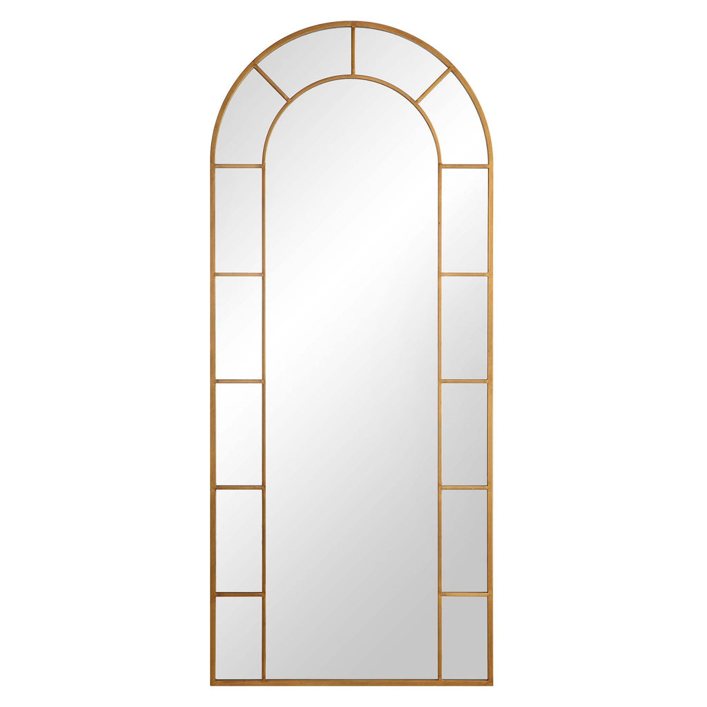 Beaumont Arched Full Length Metal Frame Mirror 178 x 76 cm, Antique Gold Effect