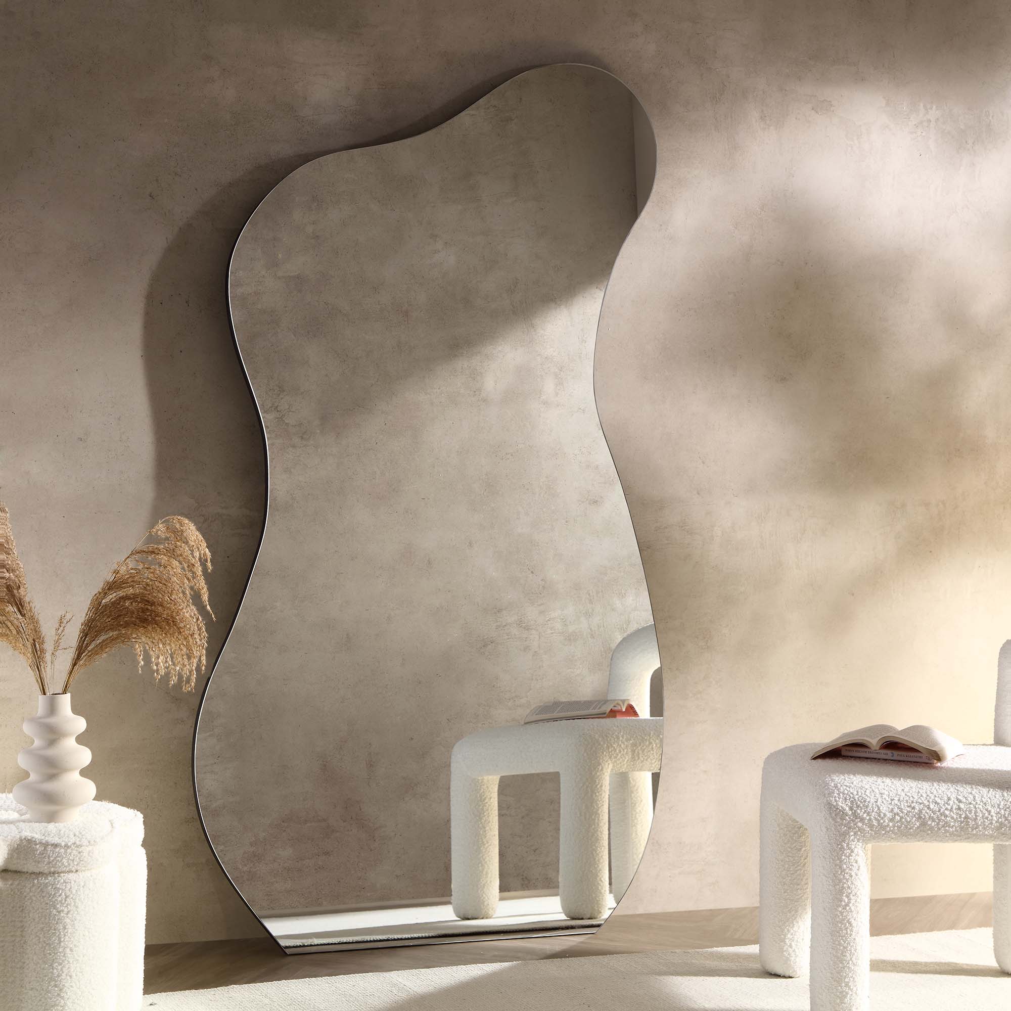 Bala Irregular Shaped Frameless Extra Large Full Length Pond Mirror 180 x 100 cm