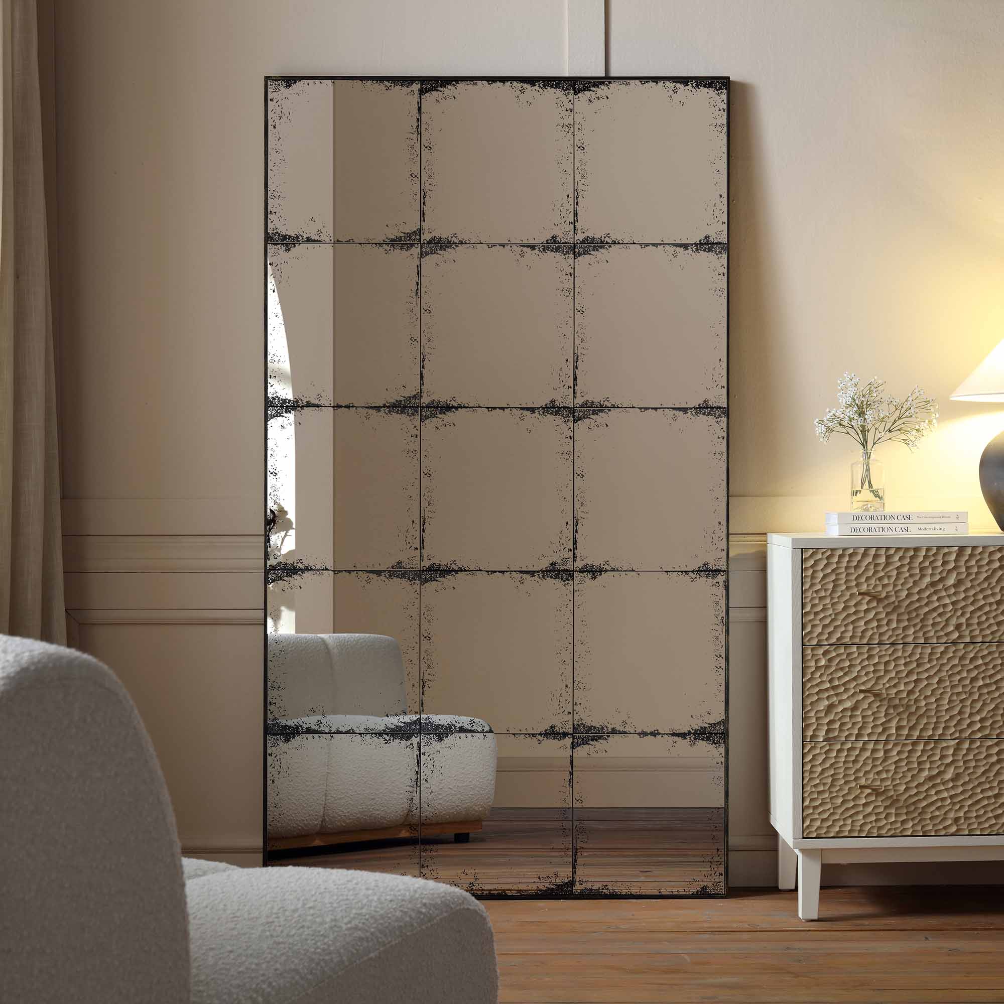 Bibury Antiqued Full Length Mirror Rectangular 180 x 100 cm
