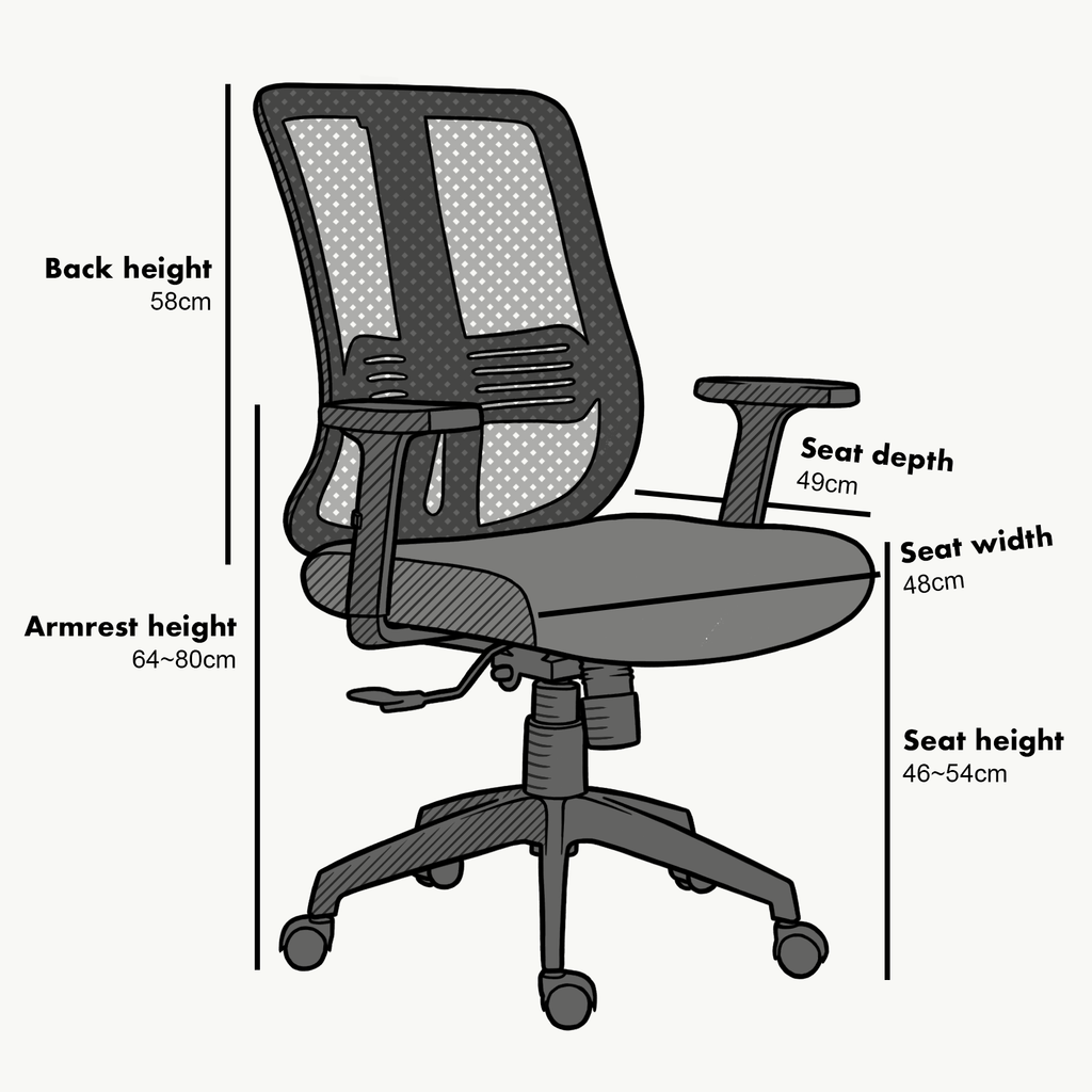 Black Mesh Medium Back Executive Office Chair Swivel Desk Chair with Synchro-Tilt, Adjustable Armrests