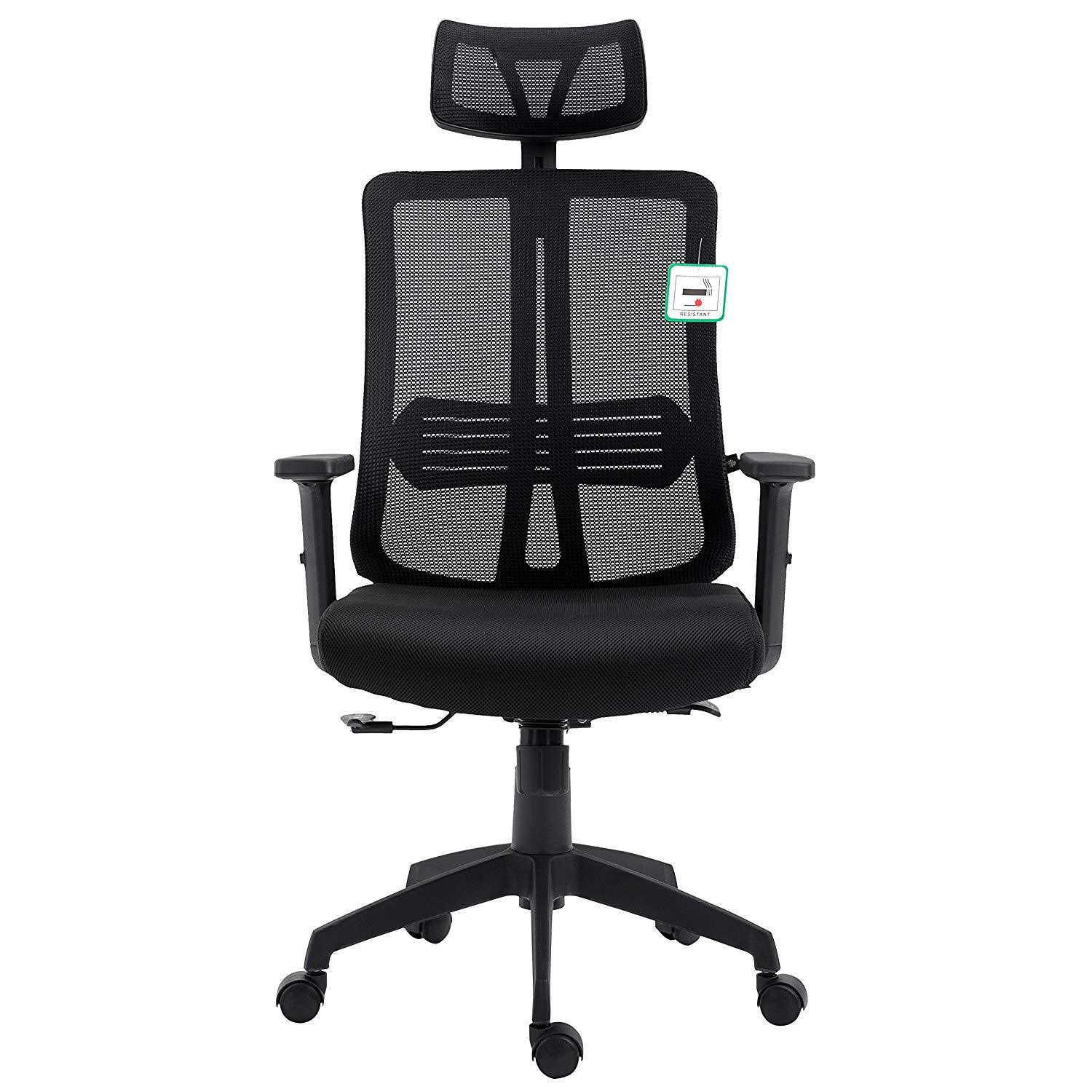 Black Mesh High Back Executive Office Chair Swivel Desk Chair with Synchro-Tilt, Adjustable Armrest & Headrest