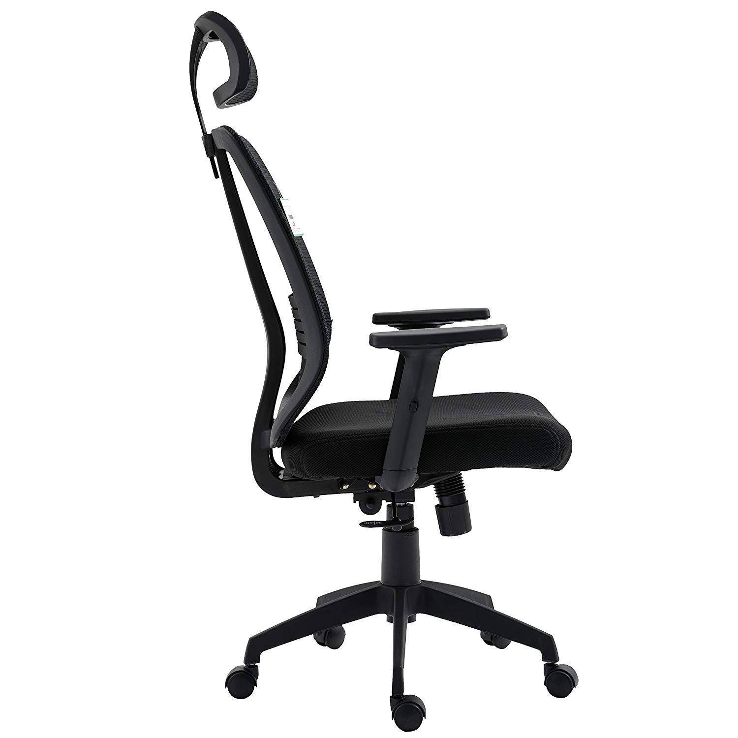 Black Mesh High Back Executive Office Chair Swivel Desk Chair with Synchro-Tilt, Adjustable Armrest & Headrest