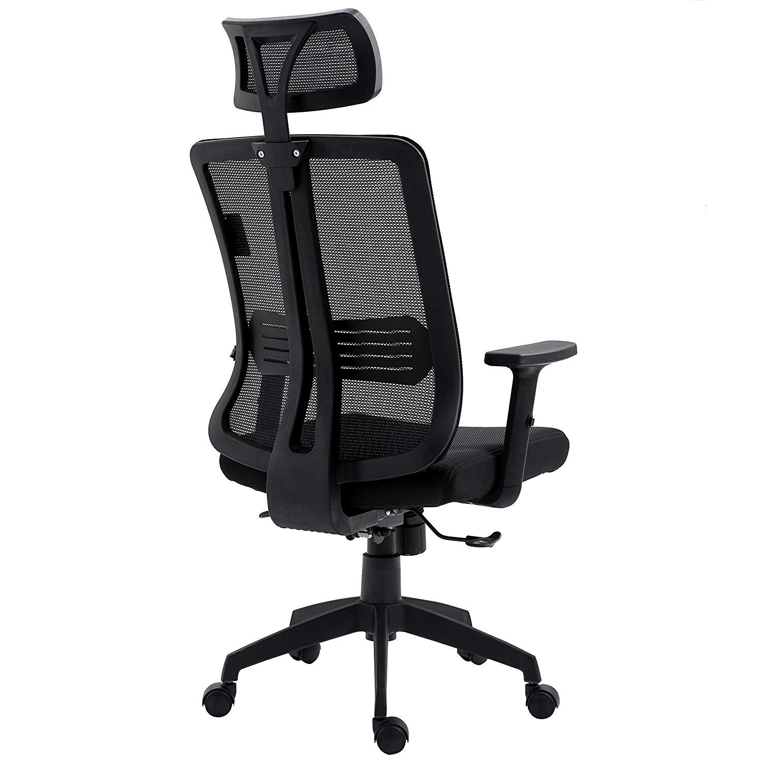 Black Mesh High Back Executive Office Chair Swivel Desk Chair with Synchro-Tilt, Adjustable Armrest & Headrest
