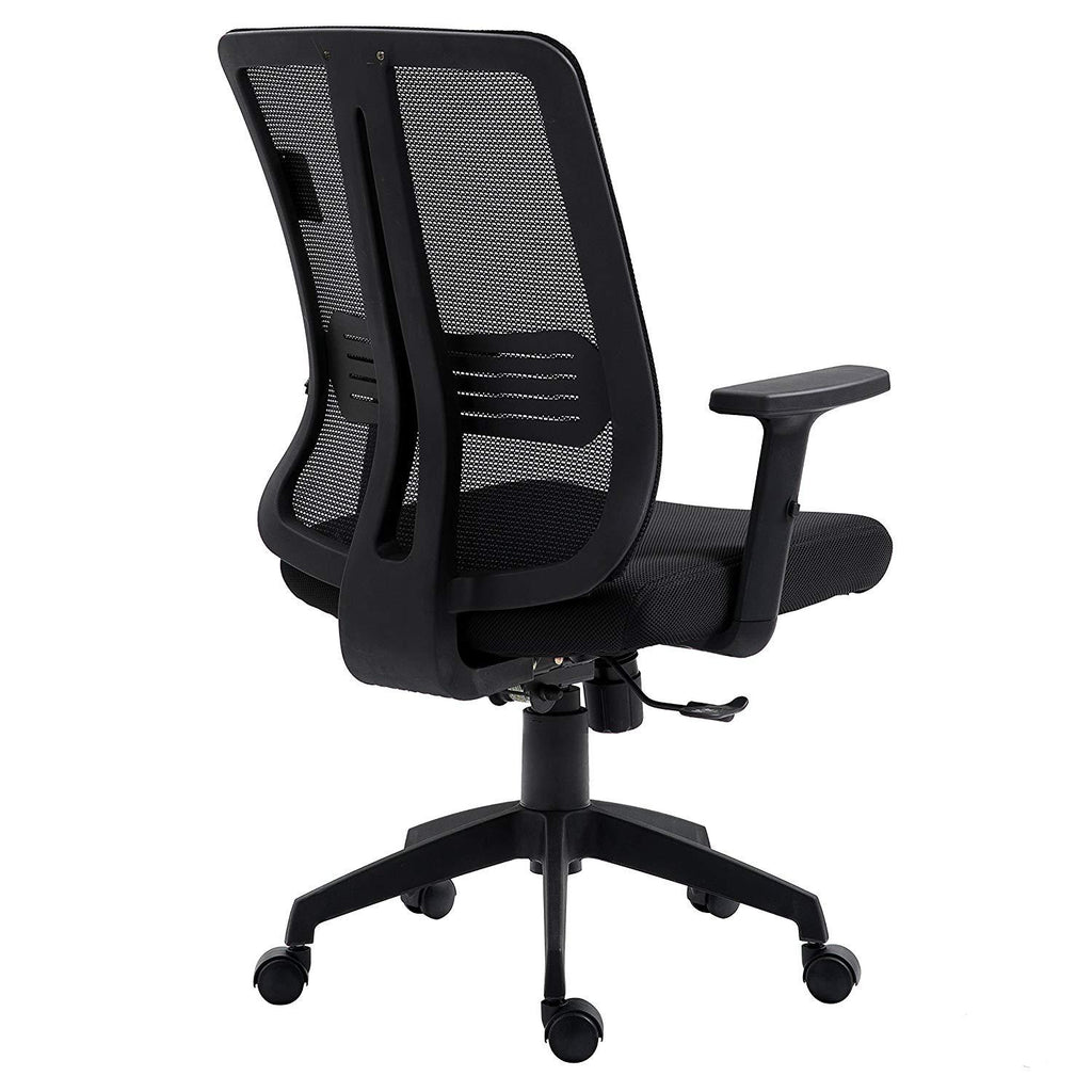 Black Mesh Medium Back Executive Office Chair Swivel Desk Chair with Synchro-Tilt, Adjustable Armrests