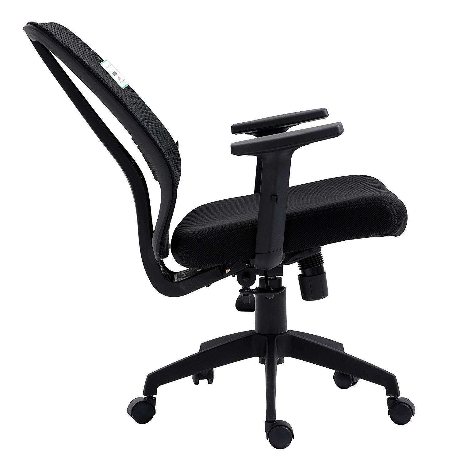 Black Mesh Medium Back Executive Office Chair Swivel Desk Chair with Synchro-Tilt, Adjustable Armrests