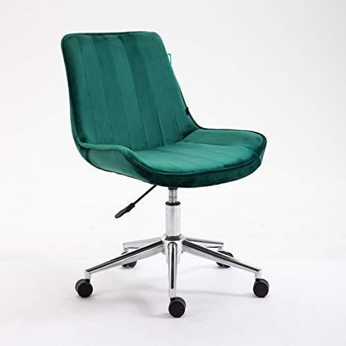 Cherry Tree Furniture Cala Vintage Pine Green Colour Velvet Desk Chair Swivel Chair with Chrome Feet