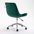 Cherry Tree Furniture Cala Vintage Pine Green Colour Velvet Desk Chair Swivel Chair with Chrome Feet