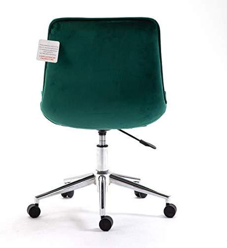 Cherry Tree Furniture Cala Vintage Pine Green Colour Velvet Desk Chair Swivel Chair with Chrome Feet