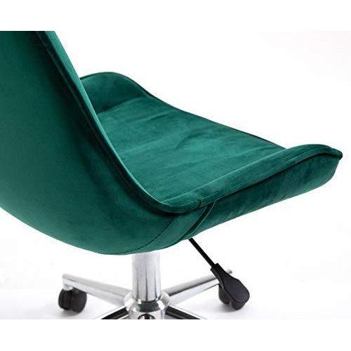 Cherry Tree Furniture Cala Vintage Pine Green Colour Velvet Desk Chair Swivel Chair with Chrome Feet