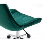 Cherry Tree Furniture Cala Vintage Pine Green Colour Velvet Desk Chair Swivel Chair with Chrome Feet