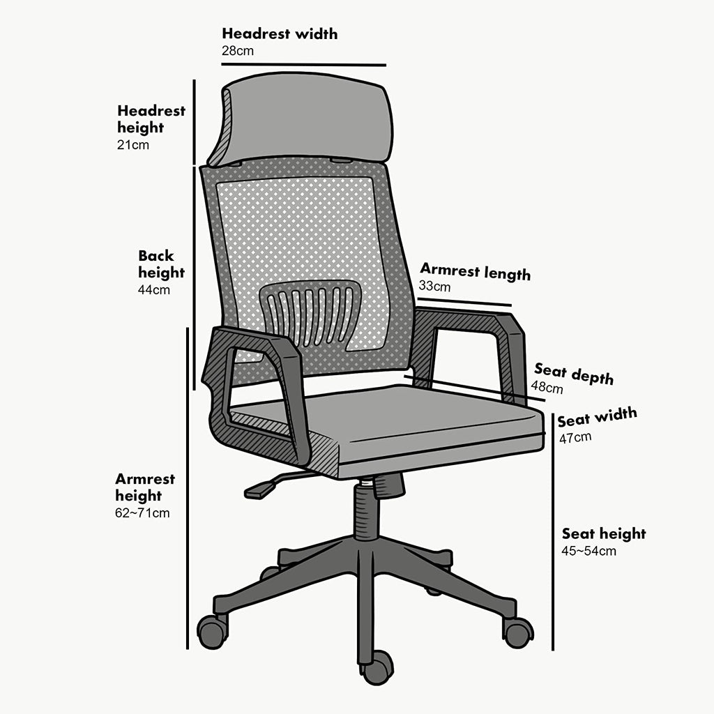 Beni Mesh Office Chair with Headrest in Green