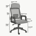 Beni Mesh Office Chair with Headrest in Green