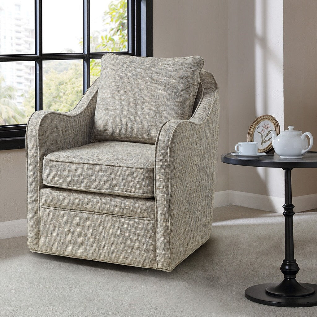 Madison Park Betty Upholstered Swivel Curved Armchair