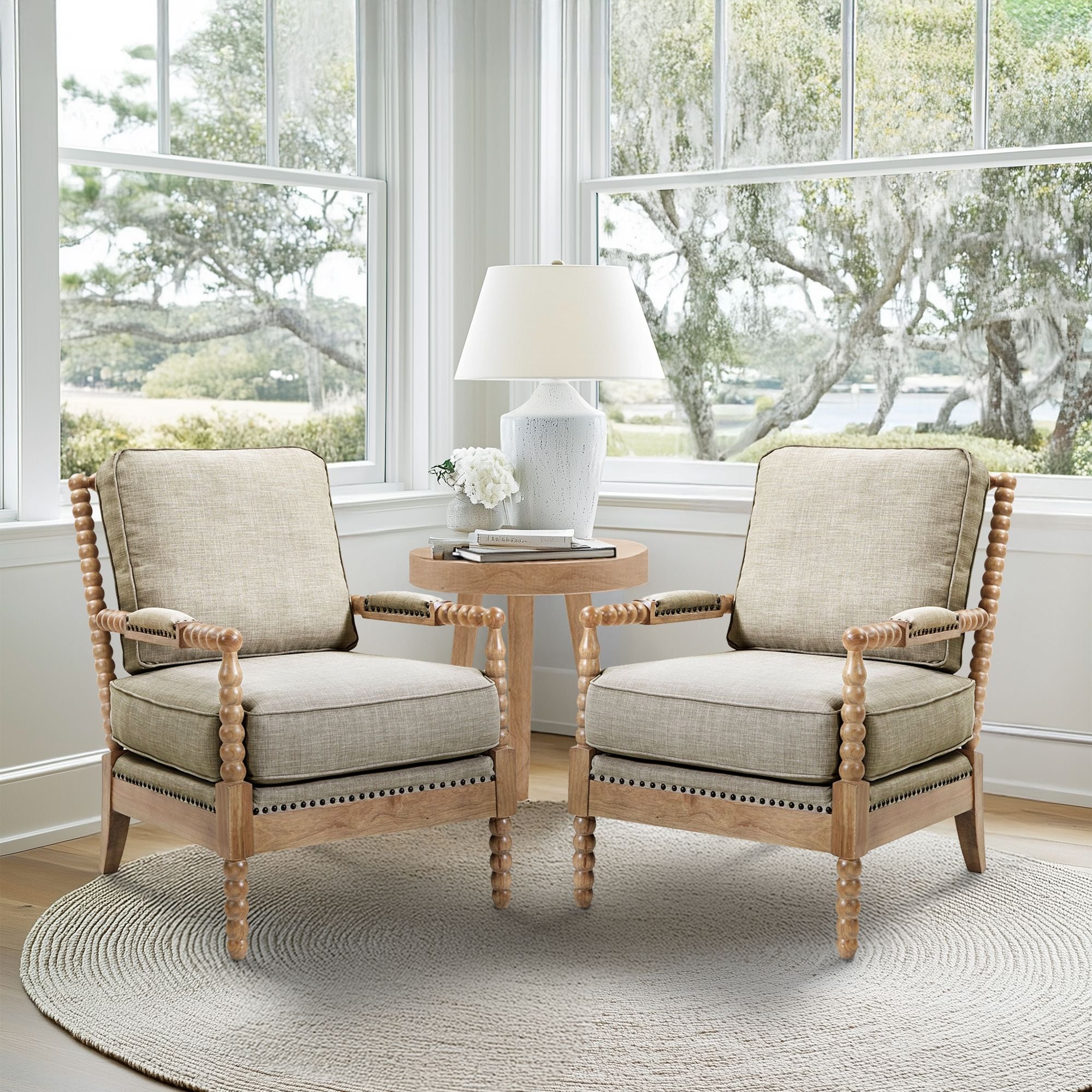 Madison Park Donohue Turned Wood Frame Armchair