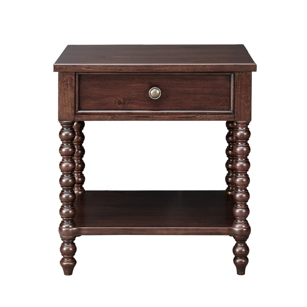 Madison Park Signature Beckett Turned Wood Spindle Nightstand with Drawer & Shelf