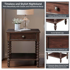 Madison Park Signature Beckett Turned Wood Spindle Nightstand with Drawer & Shelf