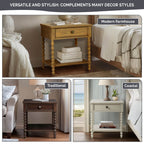 Madison Park Signature Beckett Turned Wood Spindle Nightstand with Drawer & Shelf