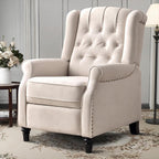 Pushback Recliner Chair, Fabric Armchair Push Back Recliner with Rivet Decoration, Single Sofa Accent Chair