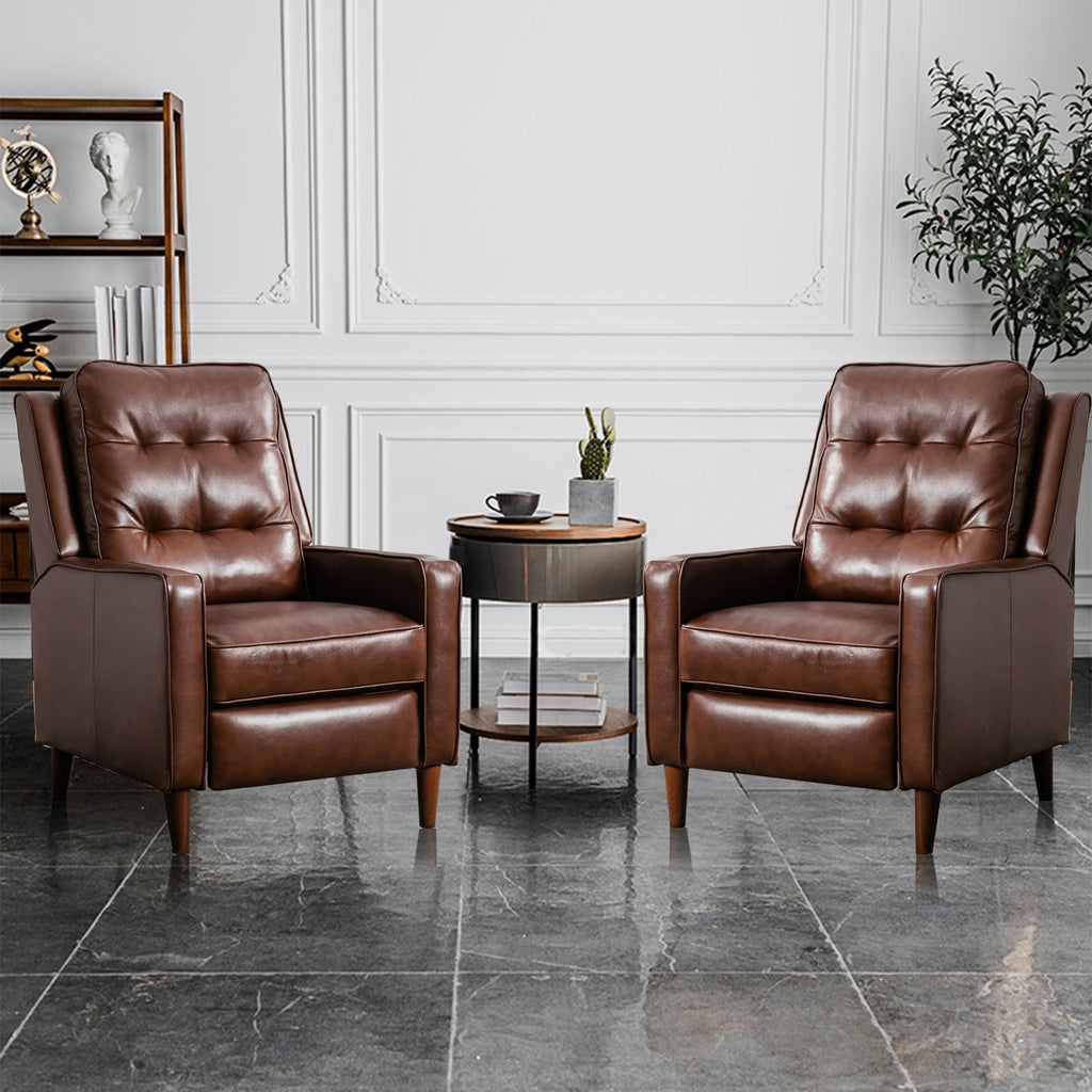 Pushback Recliner Chair, Fabric Armchair Push Back Recliner with Rivet Decoration, Single Sofa Accent Chair