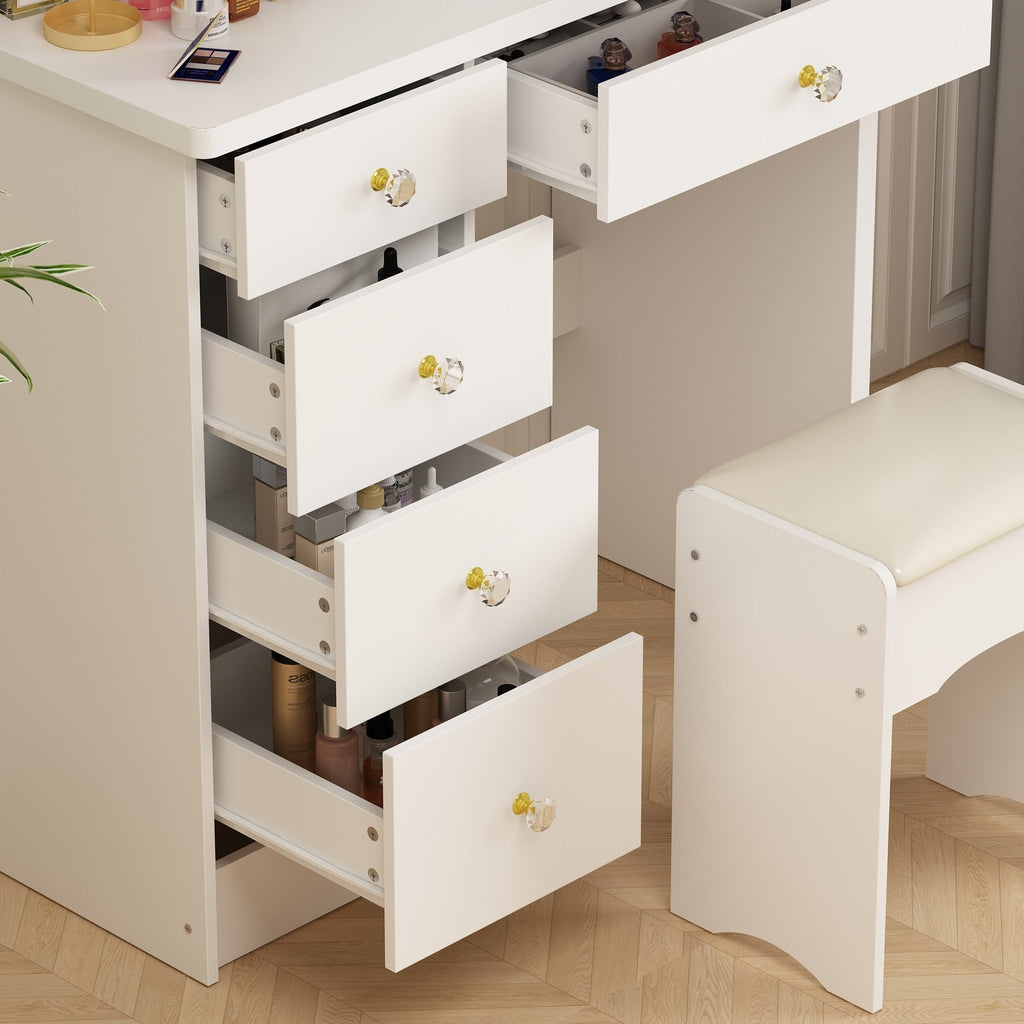 Makeup Vanity Dressing Table Set With Touch Screen Mirror & Stool