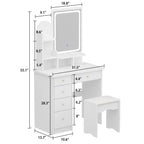 Makeup Vanity Set Table With LED Light &Mirror & Stool