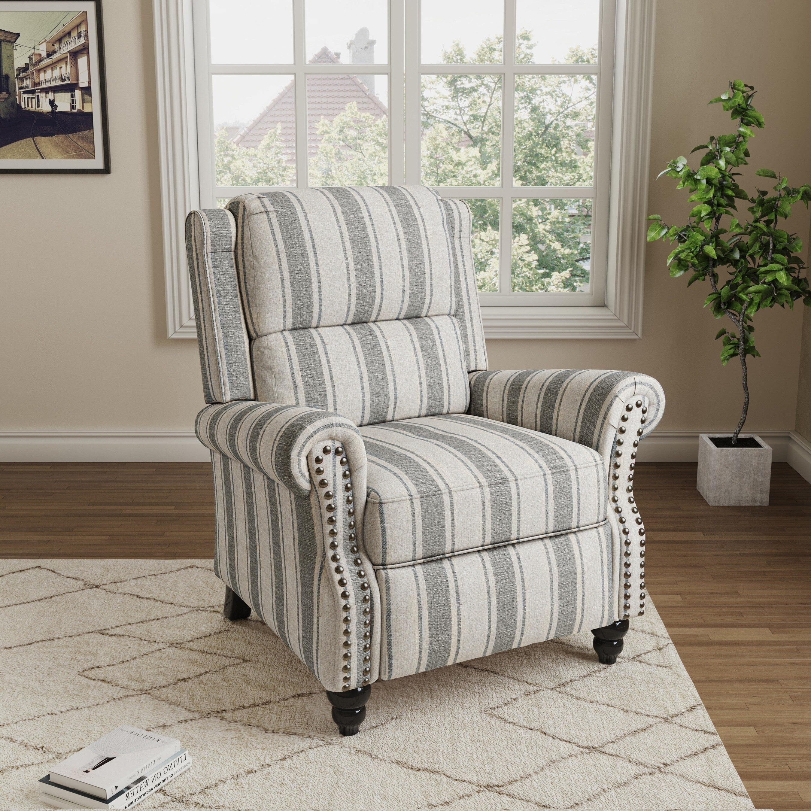 Manual Pushback Recliner Chairs with Nailhead Trim