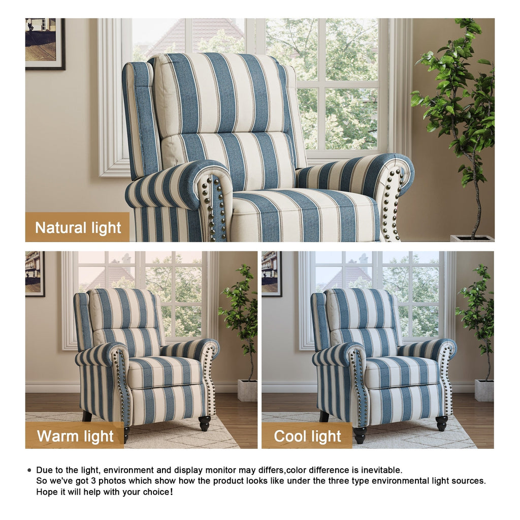 Manual Pushback Recliner Chairs with Nailhead Trim