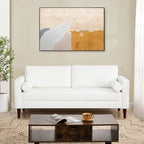 Modern Genuine Leather Sofa with Wooden Legs & Additional Bolster Pillow