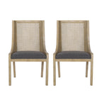 Maurers Cane and Wood Upholstered Dining Chairs (Set of 2) by Christopher Knight Home