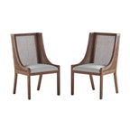 Maurers Cane and Wood Upholstered Dining Chairs (Set of 2) by Christopher Knight Home