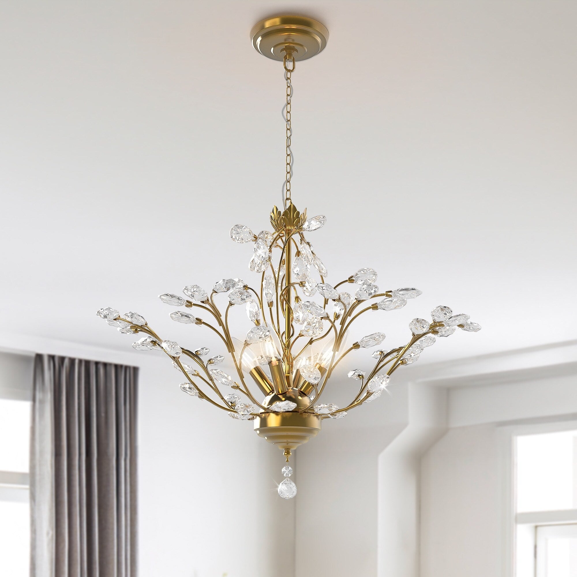 Maxax 4 - Light Unique Classic / Traditional Chandelier with Crystal Accents