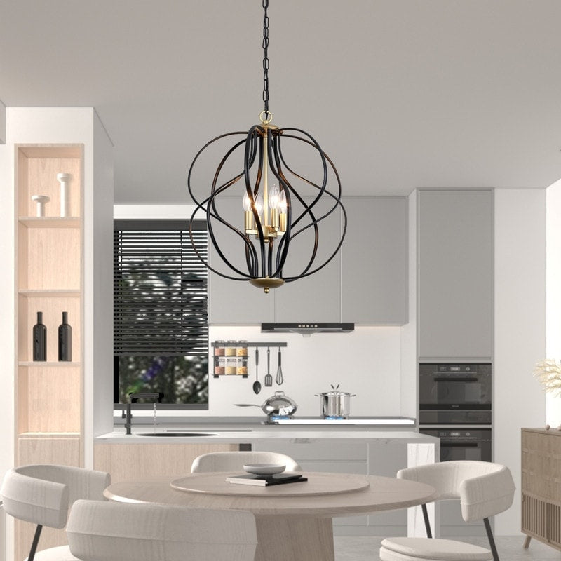 Maxax 4 - Light Unique Geometric Chandelier Wrought Iron Accents - 17.7*17.3*17.3