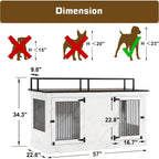 Mcombo Large Dog Crate Furniture TV Stand,Wooden Dog Kennel with Double Doors 1861