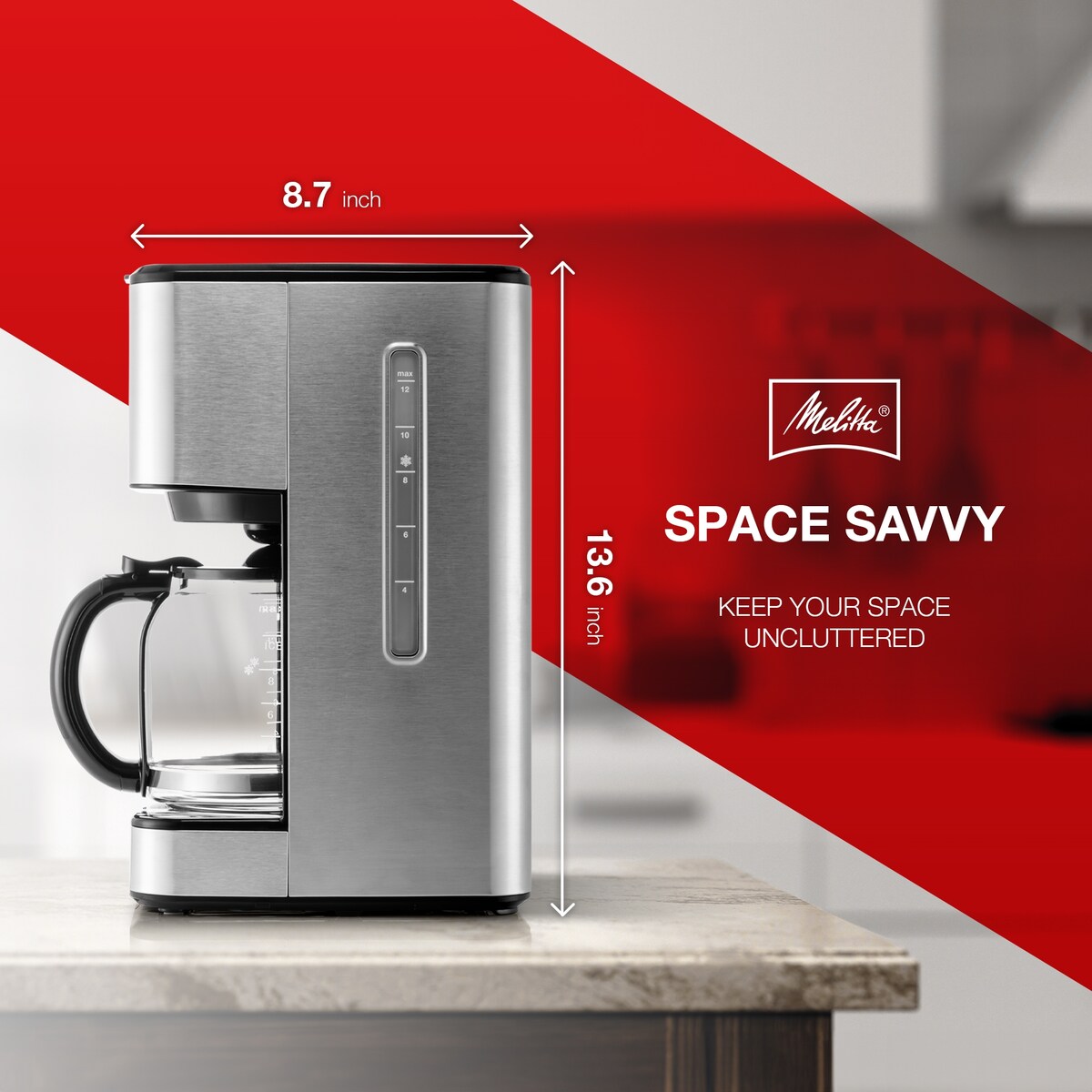 Melitta Aroma Tocco Plus 12-cup Hot and Iced Drip Coffee Maker with Glass Carafe and Touch Control Display