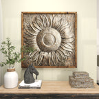 Metal Floral Sunflower Wall Decor with Embossed Details - Gray - Roche River Decor
