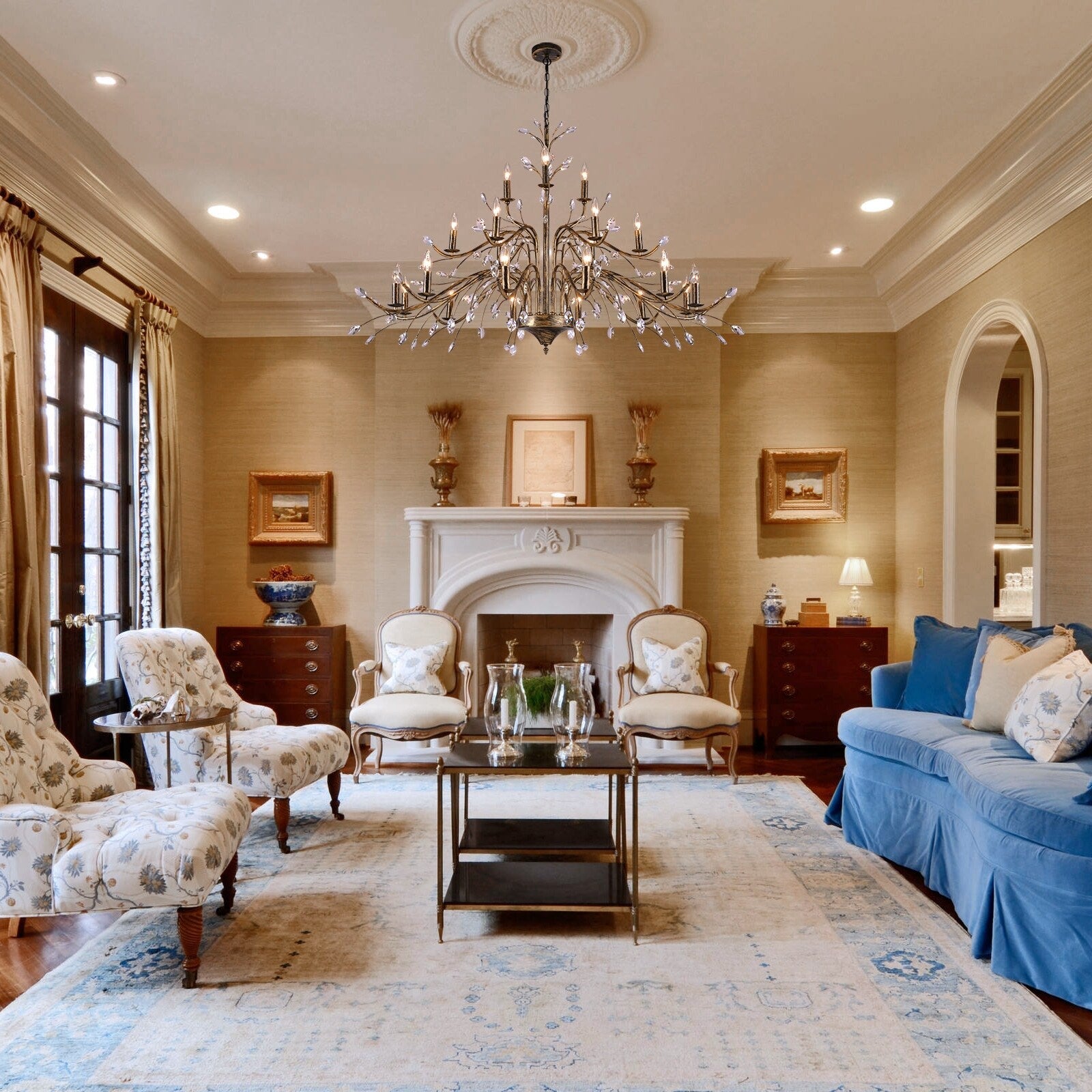 Farmhouse Retro Tree Branch Crystal Chandelier Candle-Style Pendant Light