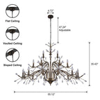 Farmhouse Retro Tree Branch Crystal Chandelier Candle-Style Pendant Light