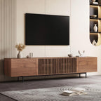 Mid-Century Modern TV Stand with 4 Doors Storage Cabinets, Fits TVs Up to 100 Inches, Living Room Entertainment Center