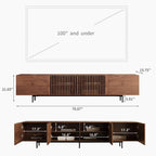 Mid-Century Modern TV Stand with 4 Doors Storage Cabinets, Fits TVs Up to 100 Inches, Living Room Entertainment Center