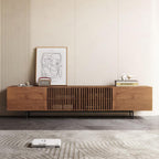 Mid-Century Modern TV Stand with 4 Doors Storage Cabinets, Fits TVs Up to 100 Inches, Living Room Entertainment Center