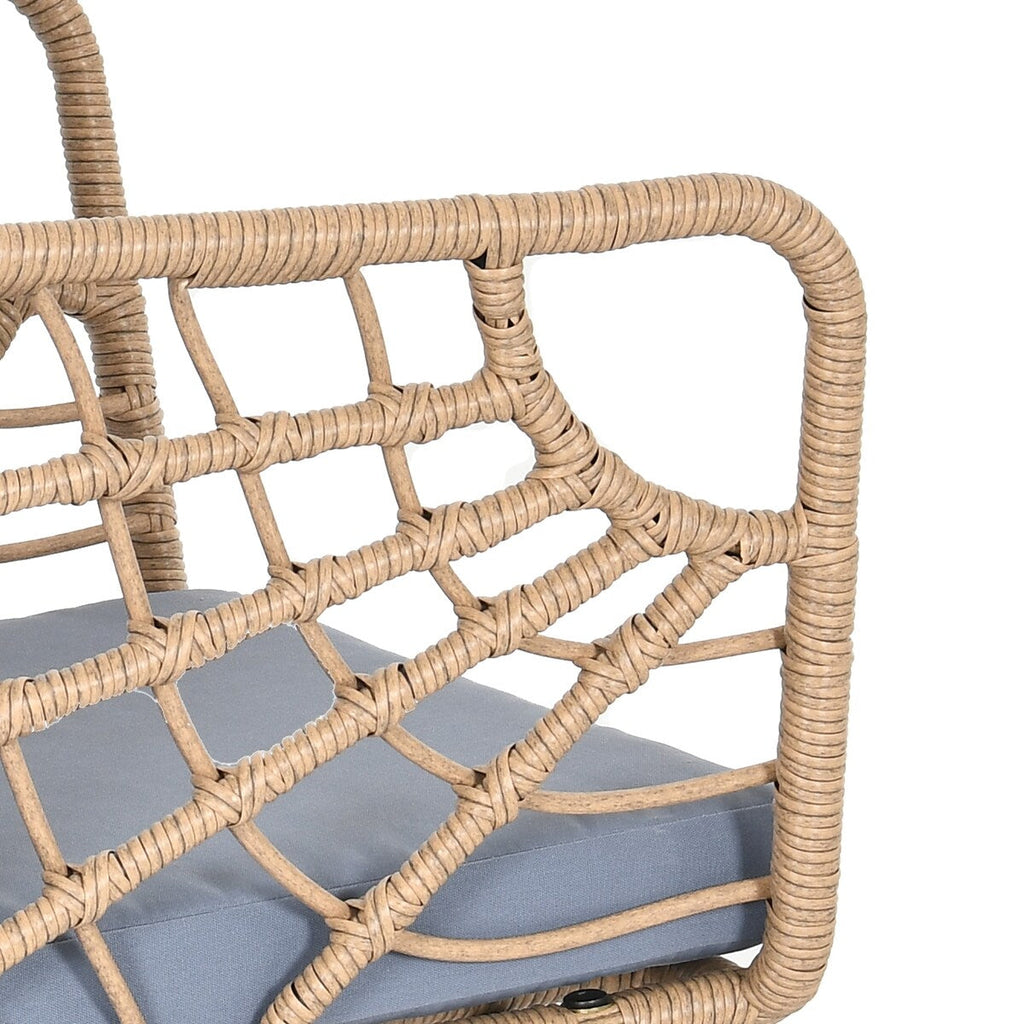 Moasis 3 Pieces Outdoor Wicker Furniture Patio Bistro Set with 2 Chairs and Coffee Table