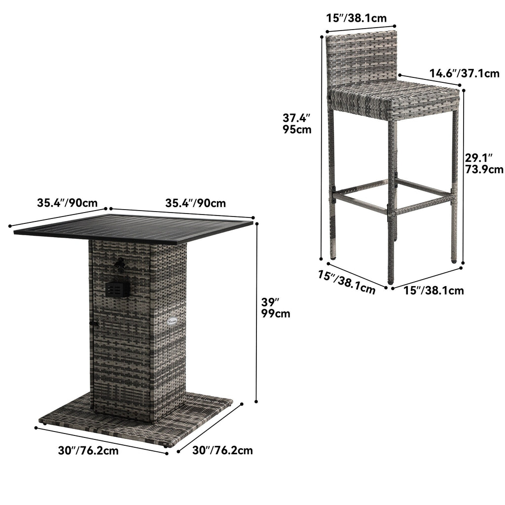 Moasis 5-Piece Outdoor Furniture Wicker Bar Set - 5 PCS