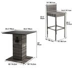 Moasis 5-Piece Outdoor Furniture Wicker Bar Set - 5 PCS